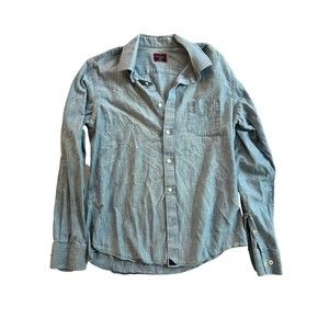 Untuckit Shirt Mens L Blue Chambray Penfolds Long Sleeve Denim Look Casual